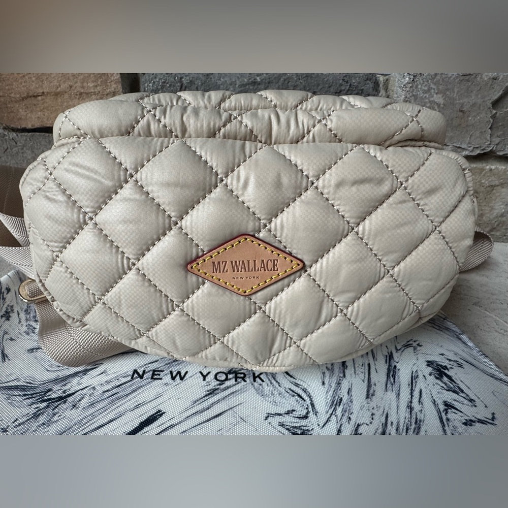 MZ Wallace Metro Scout Deluxe Quilted Nylon Crossbody in Buff EUC - Picture 6 of 11